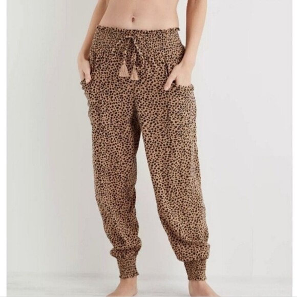 Aerie Cheetah Print Harem Easy Jogger Pants Size Small - Picture 1 of 8